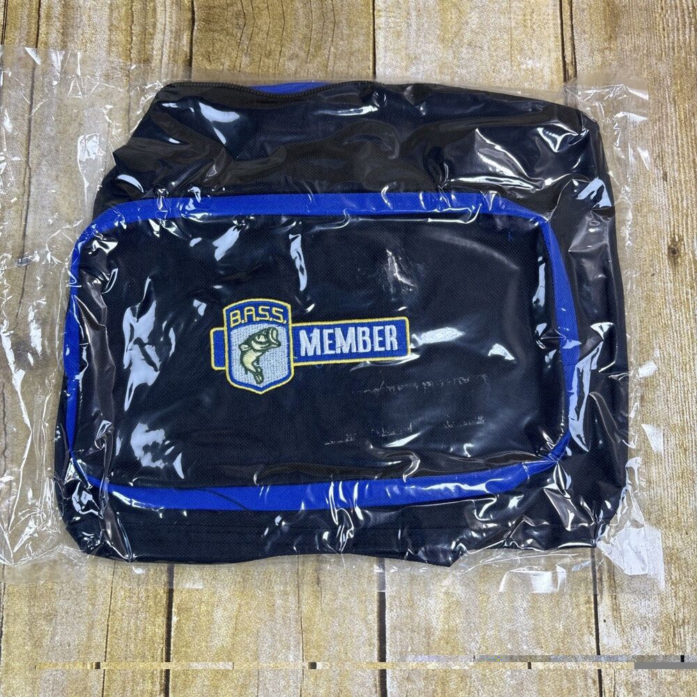 Bass Member Soft Tackle Carry Bag Tote Blue Black Zip Up  11" x 9"